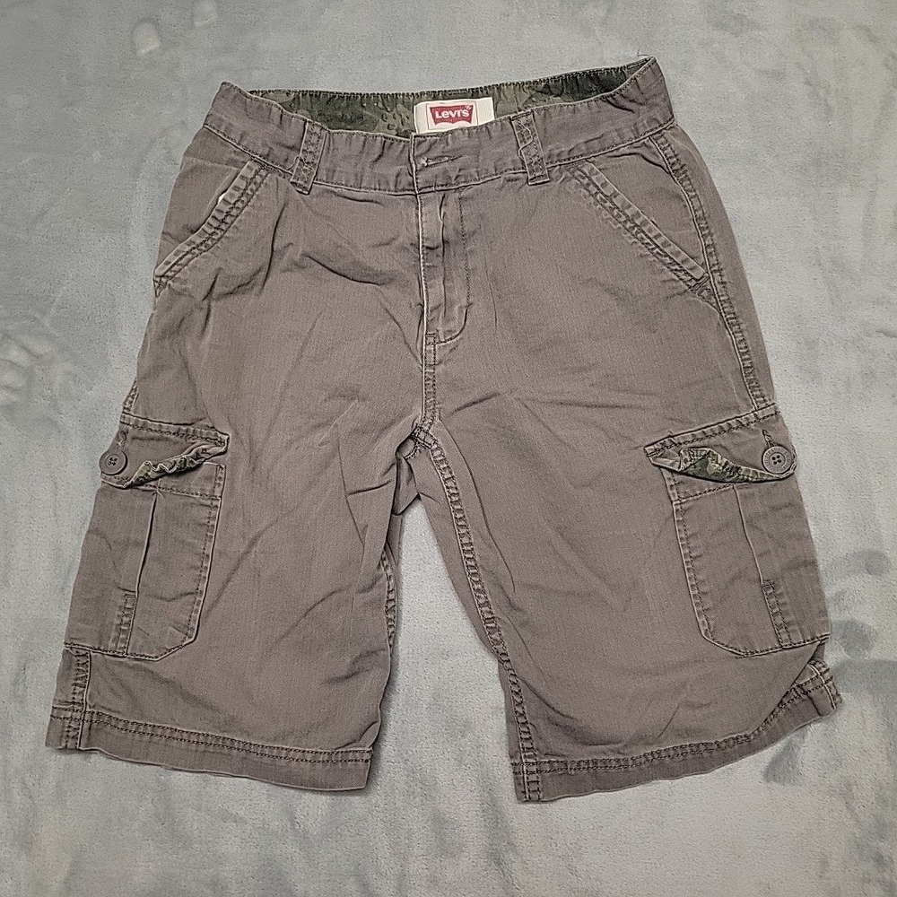 Levis Shorts Mens 27 Grey Cargo Herringbone Camo Lined Utility Outdoors